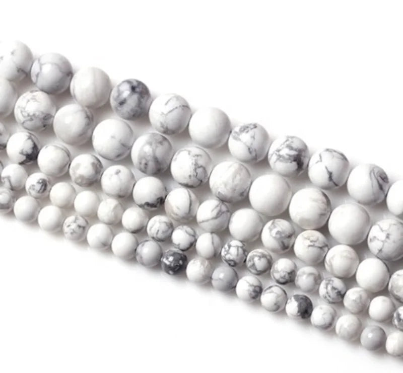 Natural Gemstone Beads 4/6/8/10mm White Turquoise Howlite Beads for Jewelry Making