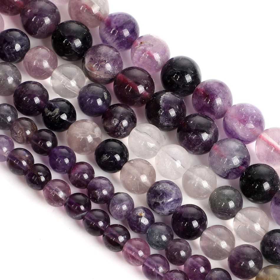 Wholesale Natural Stone Beads Strand 4-12mm Natural Purple  Fluorite Quartz Beads For Jewelry Making