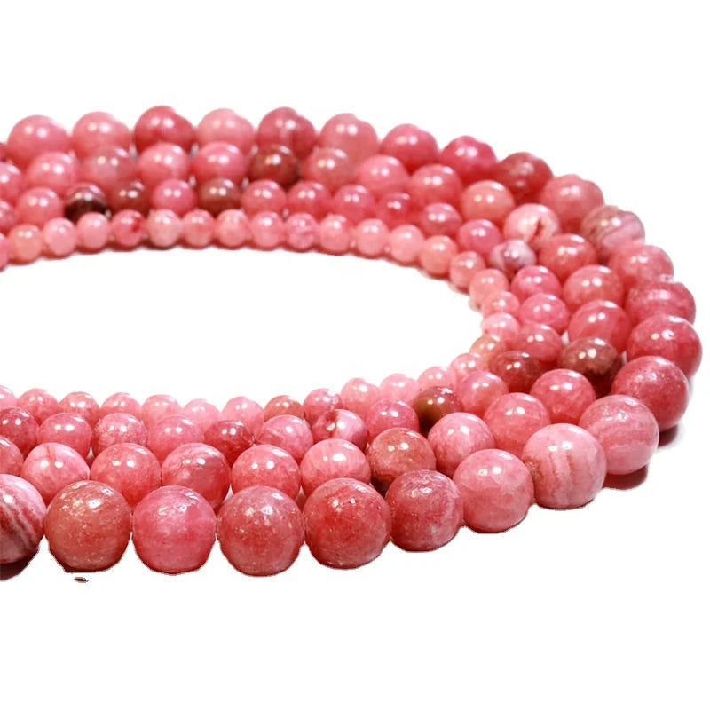 Natural Argentine Rhodochrosite Gemstone Round Loose Beads Natural Crystal Beads Stone Energy Healing for Jewelry Making