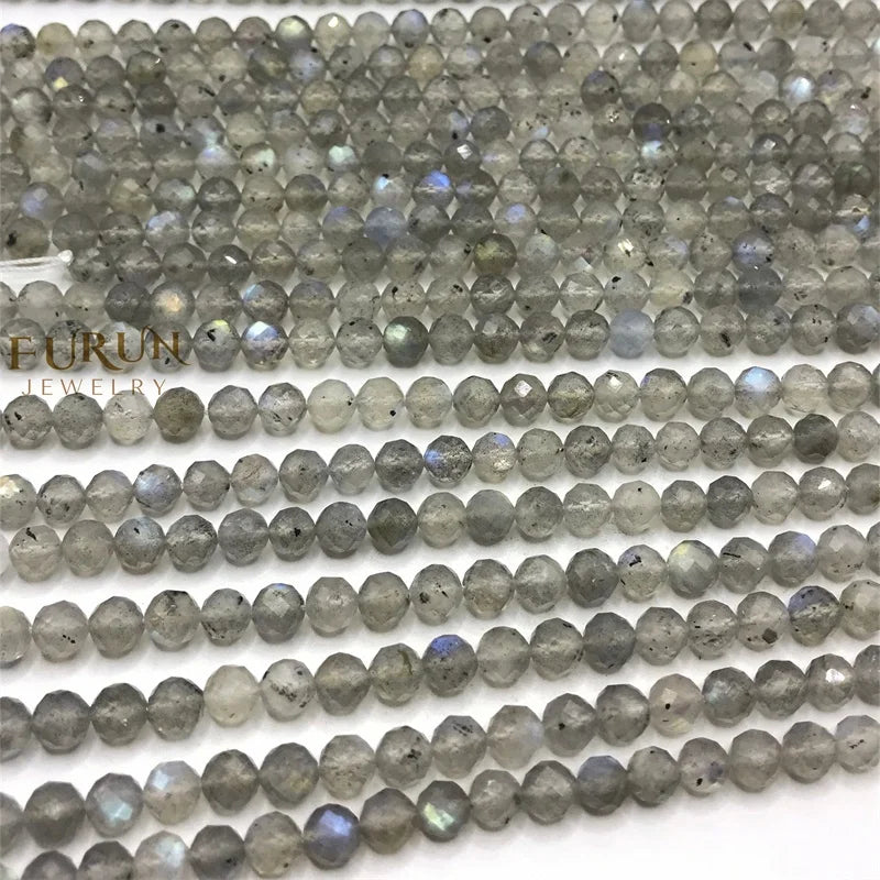 Natural labradorite Faceted Round Gemstone Beads 6MM 8MM  Loose Beads for Jewelry making Beads Supplier