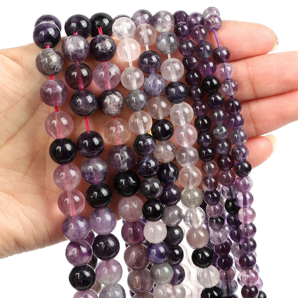 Wholesale Natural Stone Beads Strand 4-12mm Natural Purple  Fluorite Quartz Beads For Jewelry Making