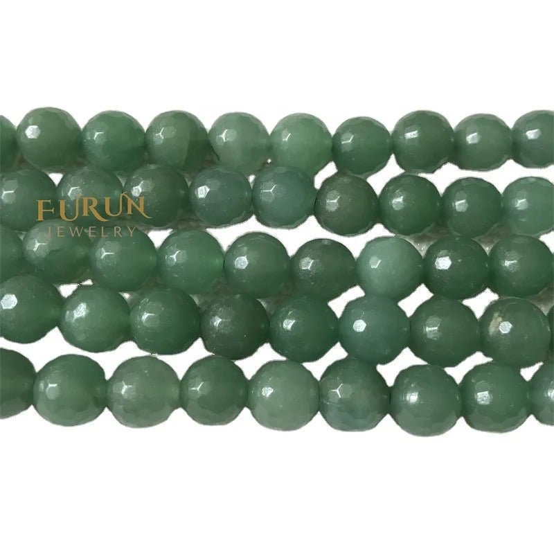 Natural Green Aventurine Faceted Round Beads 6MM 8MM Gemstone  Loose Beads for Jewelry making Beads Supplier